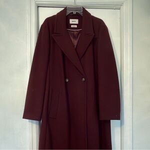 DKNY Double Breasted Trench Coat in Burgundy - XXL Plus Size